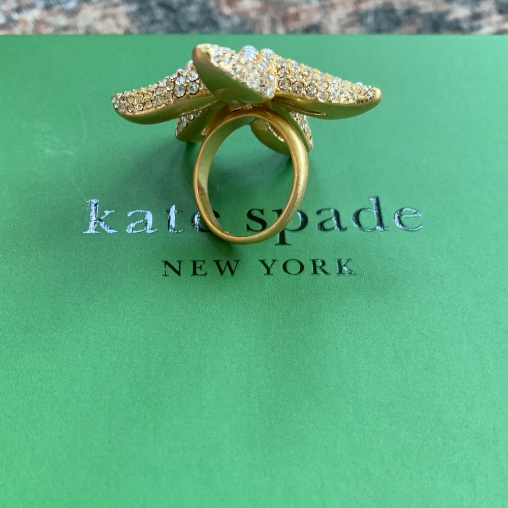 NWT kate spade gold and pearl starfish ring with box and dust bag size 8 - Picture 3 of 9